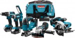 Makita DLX6082T aku sada DGA504Z + DHP484Z + DTD152 + DJV182Z + DSS501Z + DML