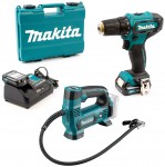 Makita vrtac roubovk DF333DSAE + kompresor MP100DZ 2x 2,0Ah + nabjeka s kufrem